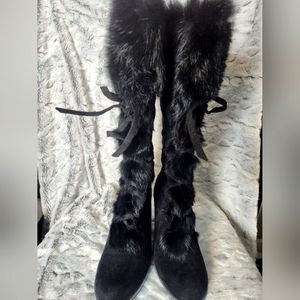 Brand new Black suede long boots size 8